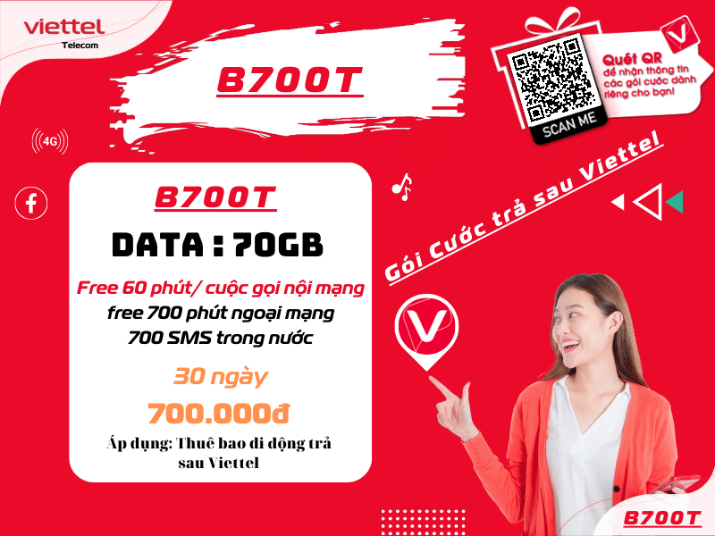 Gói cước trả sau B700T của Viettel