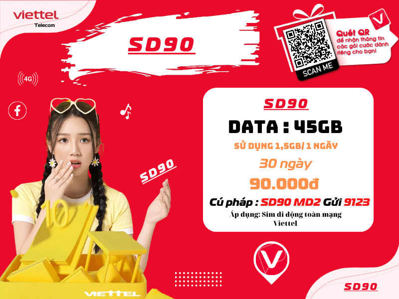Mỗi tháng 90k nên đăng ký gói Viettel nào