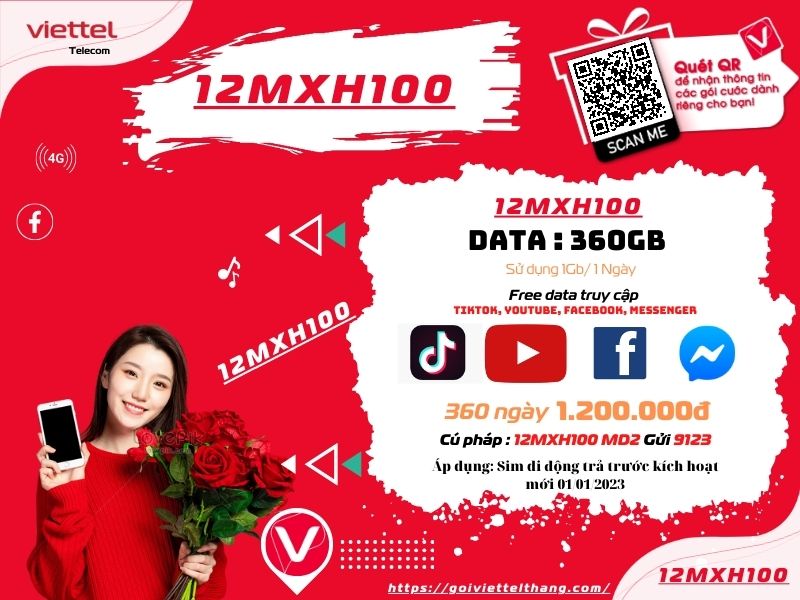 Sim 4G Viettel trọn gói 1 năm không giới hạn dung lượng