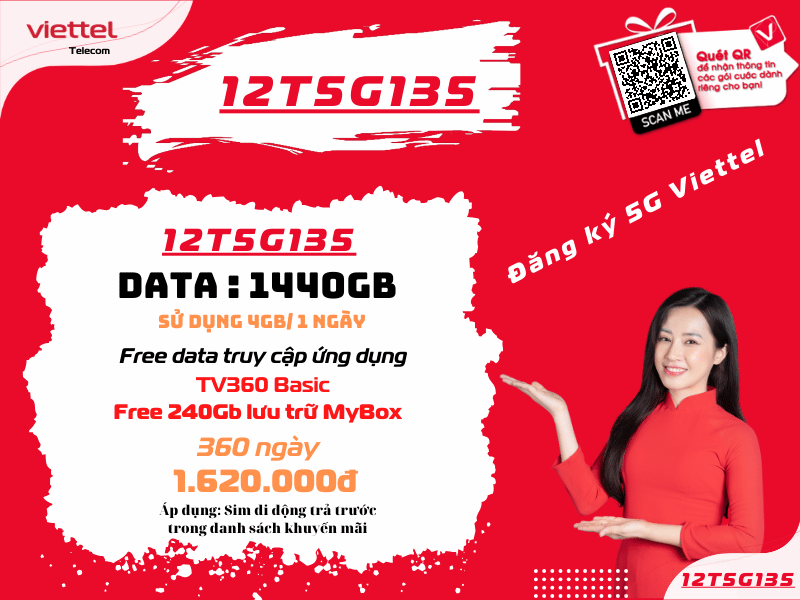 Gói 12T5G135 Viettel