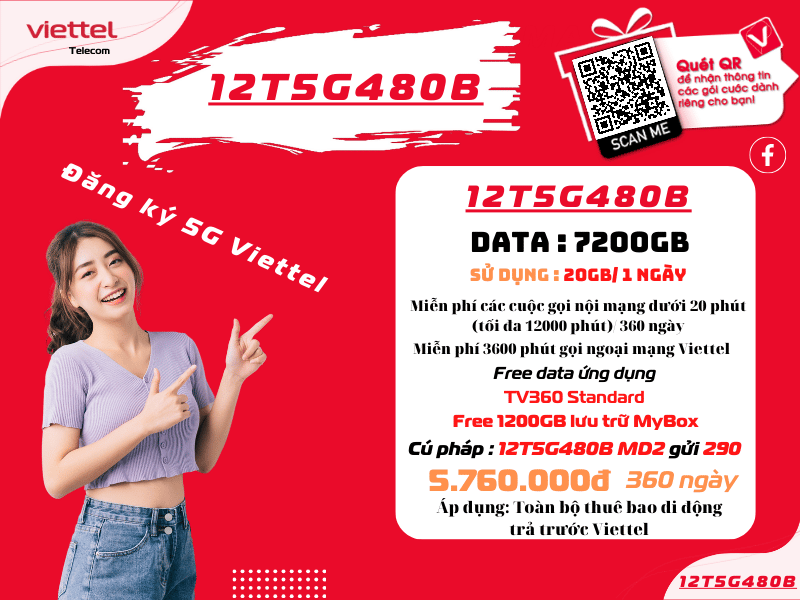 Gói 12T5G480B Viettel