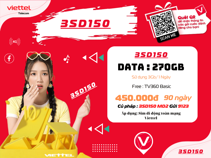 Gói 3SD150 Viettel