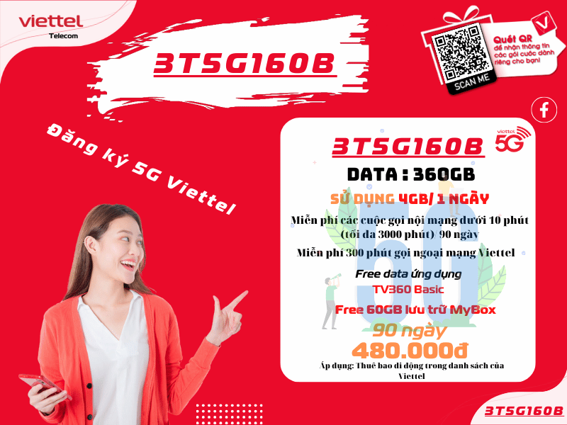 Gói 3T5G160B Viettel