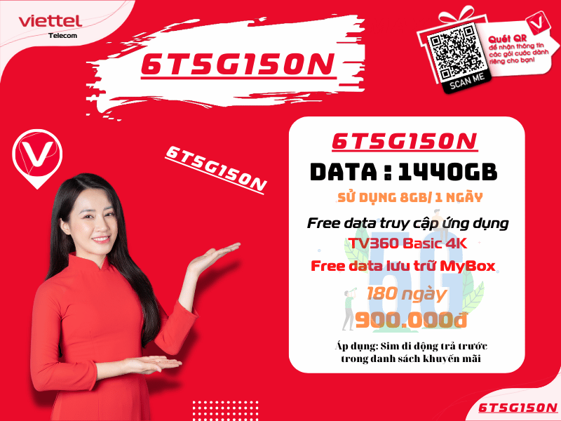 Gói 6T5G150N Viettel