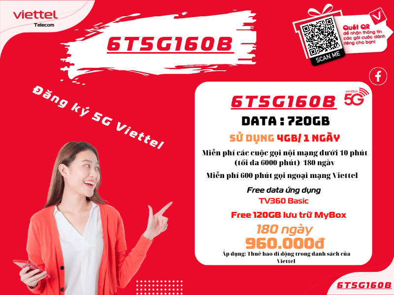 Gói 6T5G160B Viettel