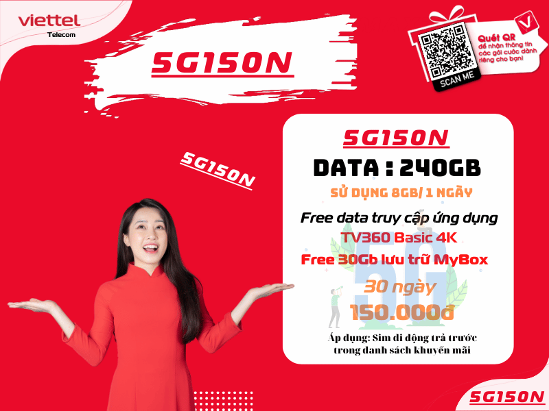 Chỉ 150k Viettel 240Gb tháng