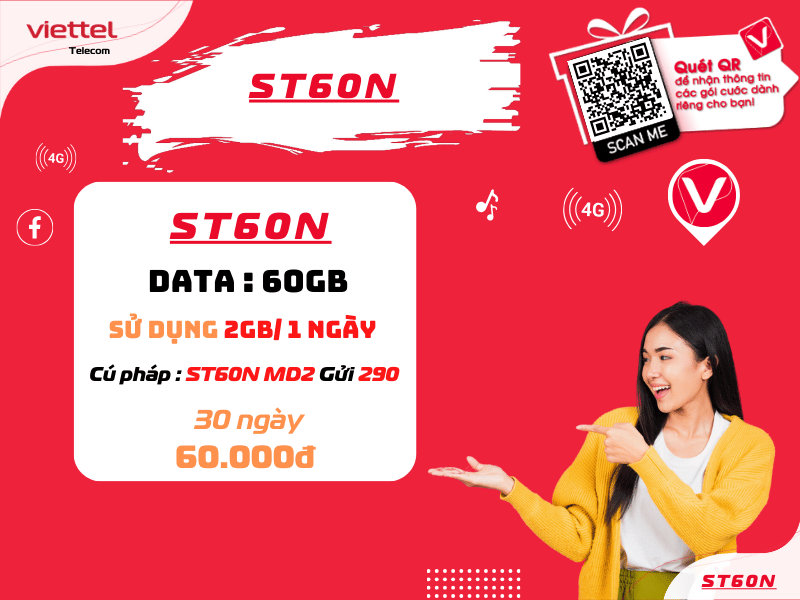 Gói 60k Viettel ưu đãi nhất