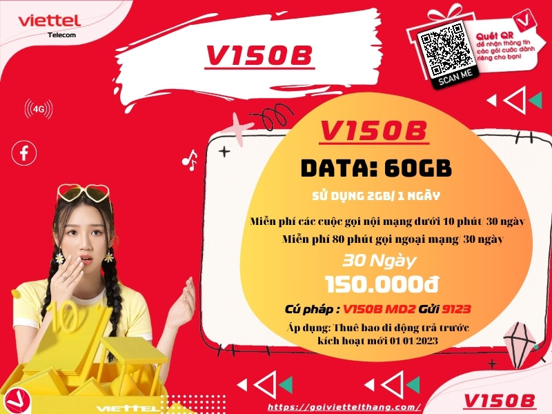 Gói 150k gọi liên mạng Viettel 1 tháng