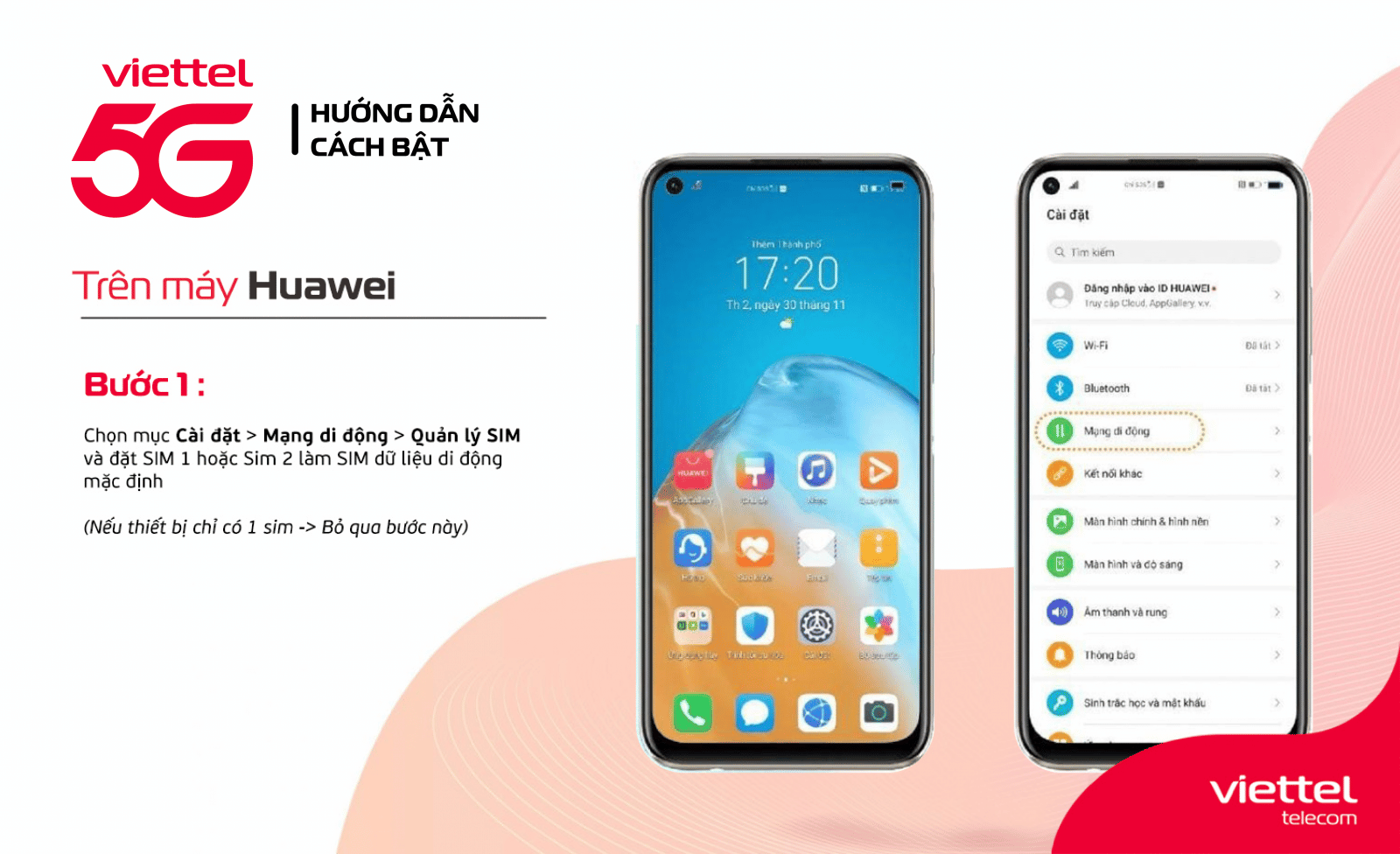 Cách bật 5G trên Huawei
