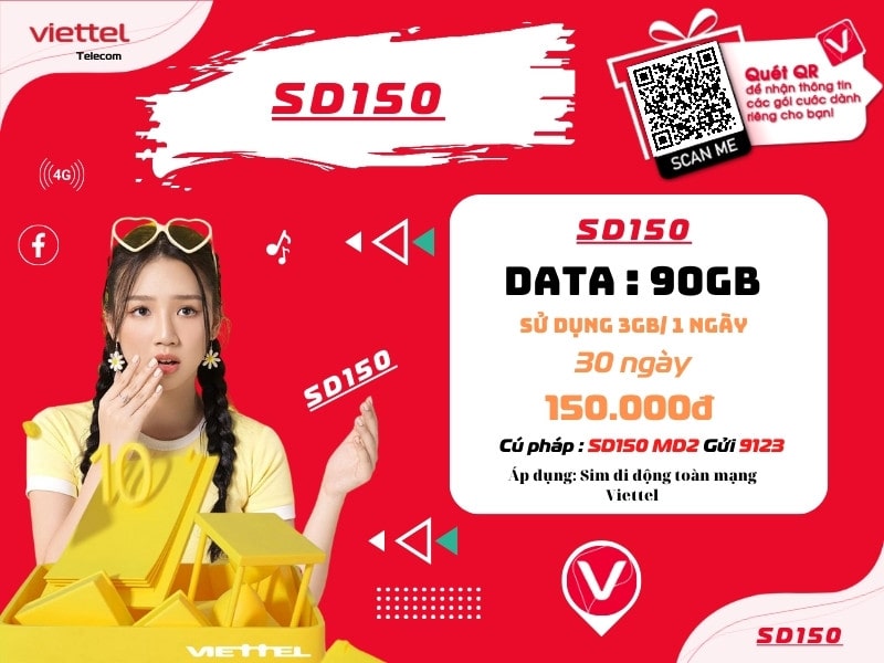 Gói 150k 3Gb/ngày của Viettel