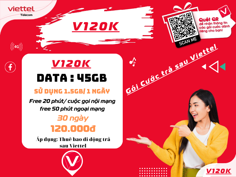 Gói cước trả sau V120K Viettel